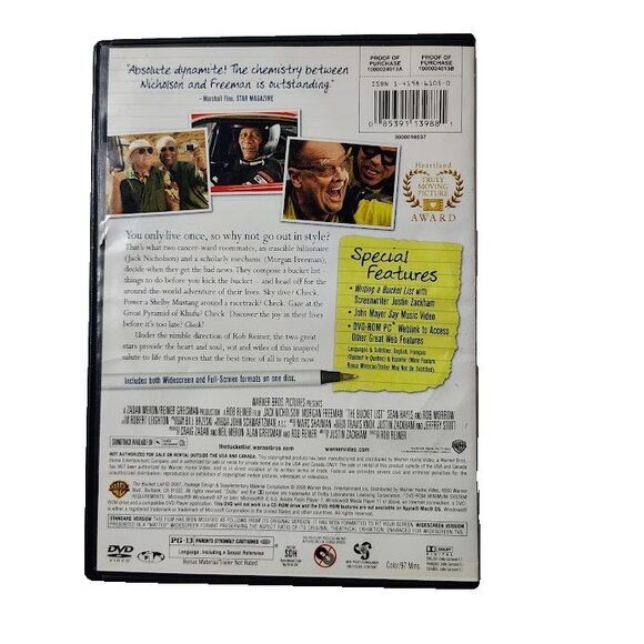 The Bucket List DVD 2007 Movie PG 13 Jack Nicholson Morgan Freeman - Picture 2 of 3